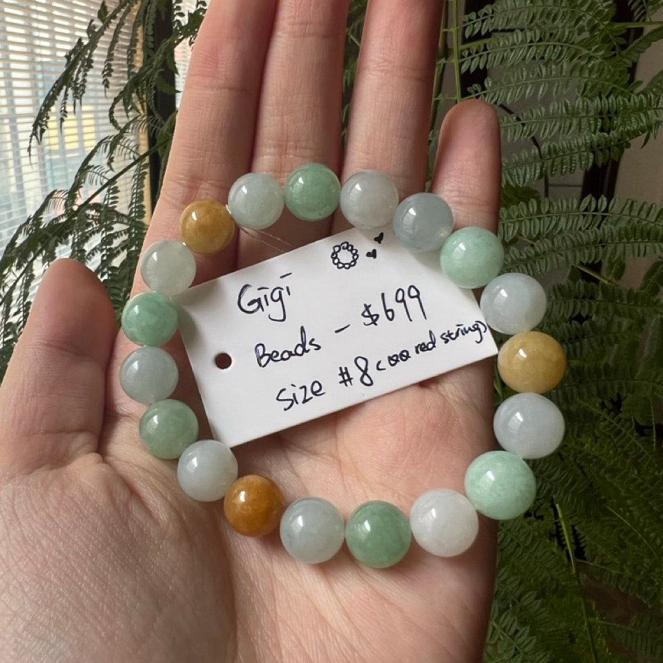"Live" Natural Multicolor Jadeite Jade Beads Bracelet(05/17/26)