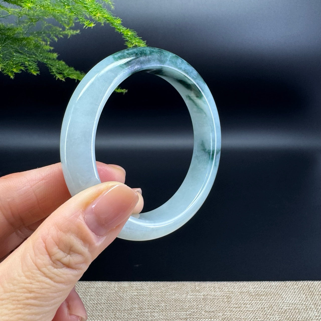 Genuine Burmese Blue Green Jade Jadeite Bangle Bracelet ( 57mm )