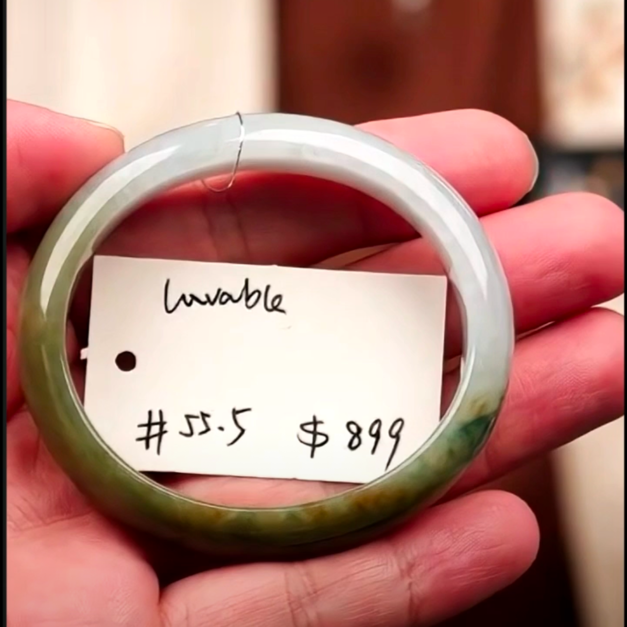 "Live" Natural Half & Half Greenish Yellow Jadeite Jade Oval Bangle (09/11/25)