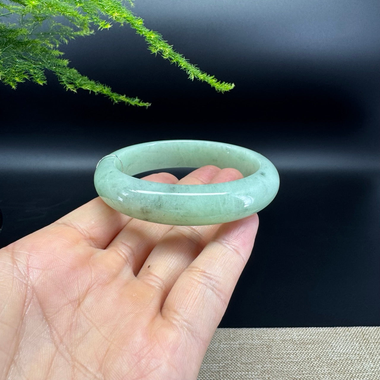 Genuine Burmese Green Jade Jadeite Bangle Bracelet (57.5mm)