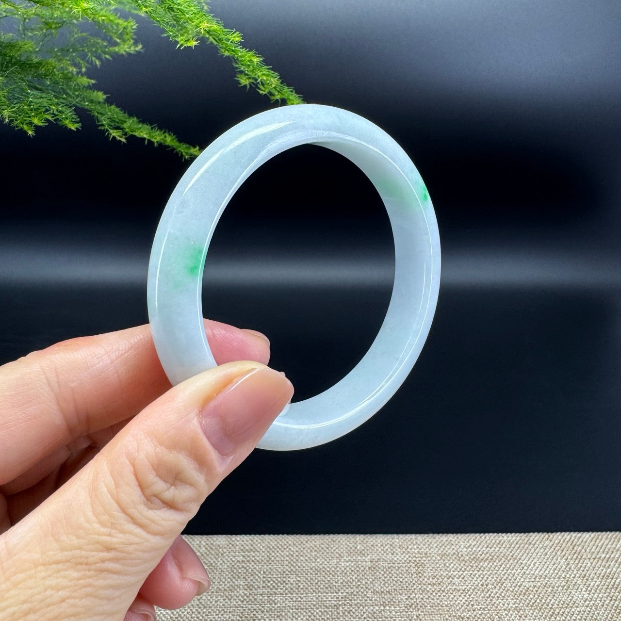 Genuine Burmese Green Jade Jadeite Bangle Bracelet (57.7mm)