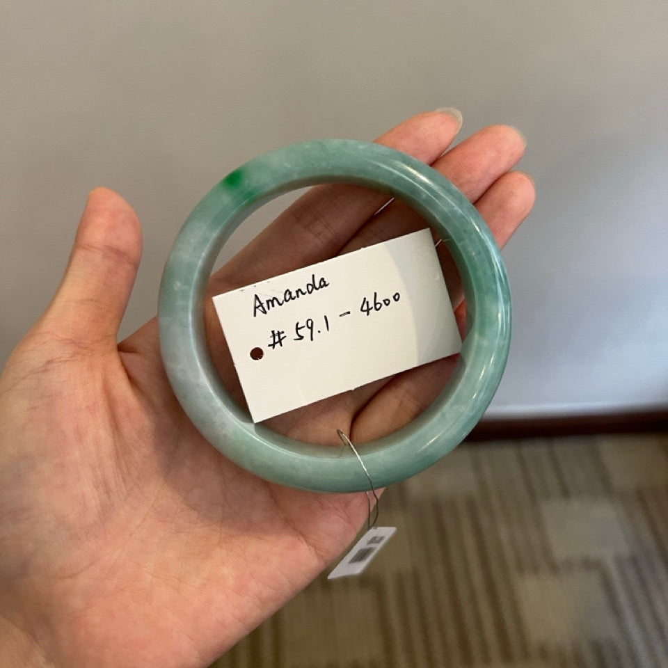 "Live" Natural Green Jadeite Jade Comfort Fit Bangle(06/06/2026)