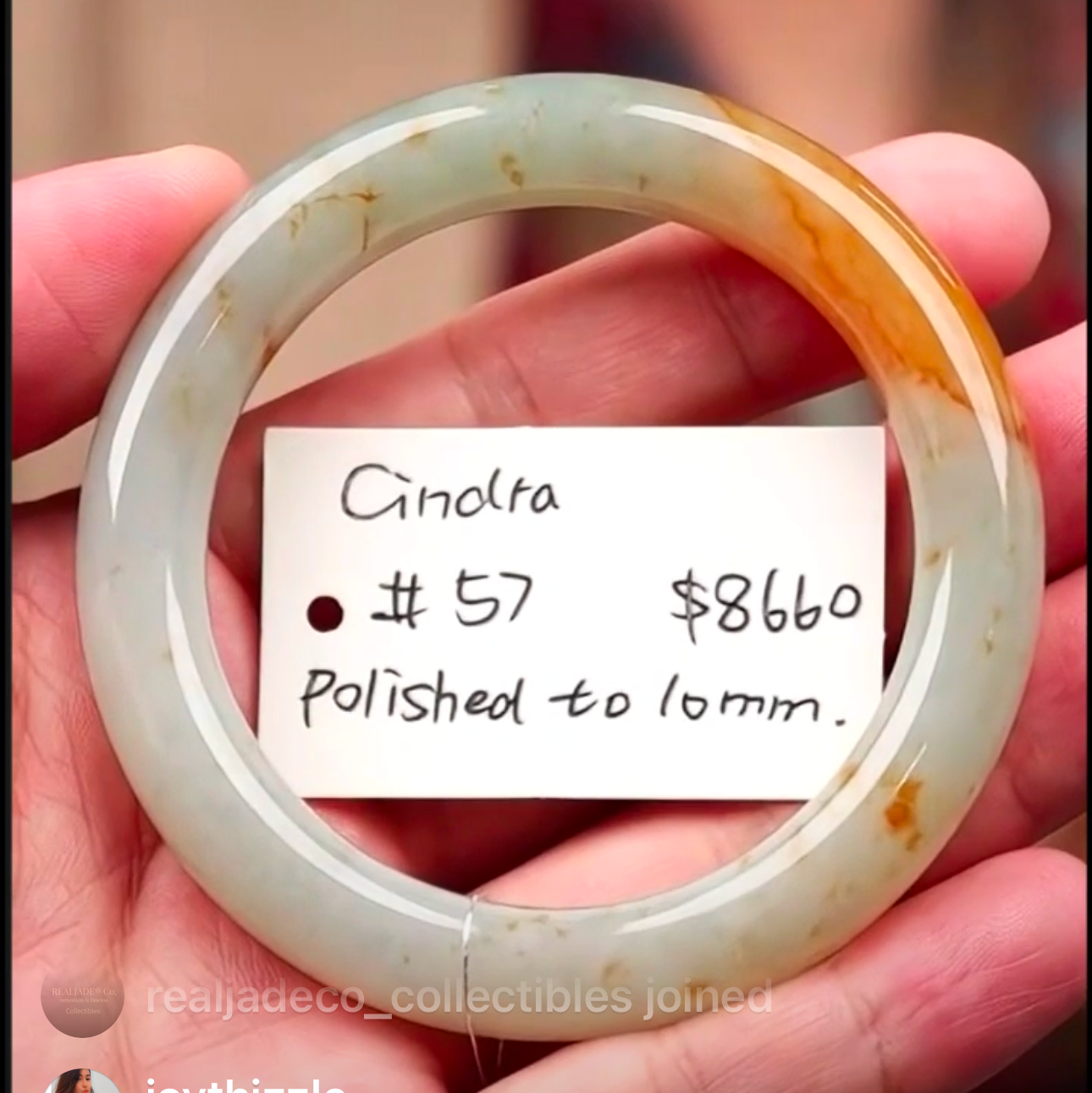 "Live" Natural Icy Honey Yellow Jadeite Jade Traditional Round Bangle (Polish to 10mm) (09/22/25)