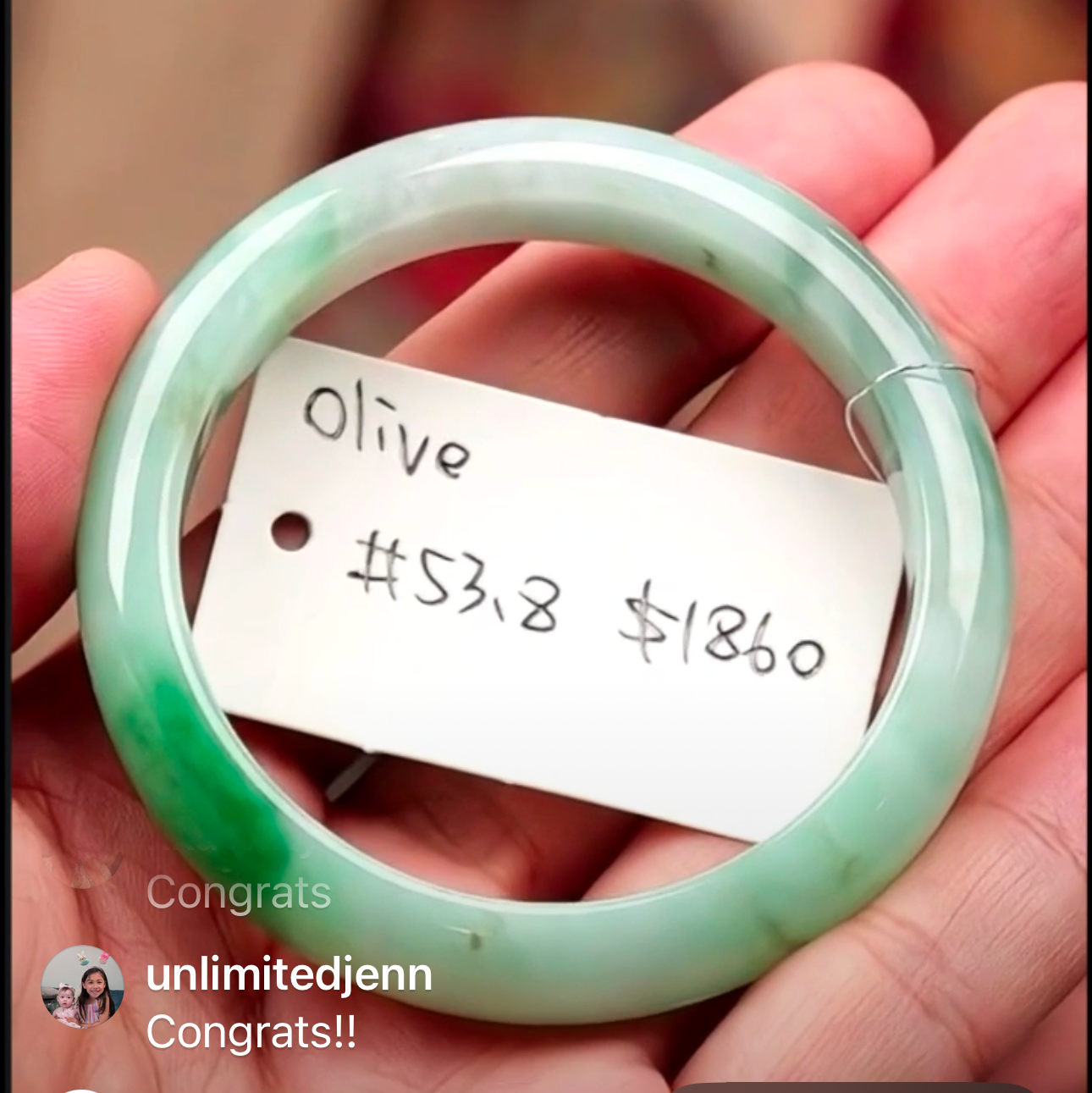 "Live" Natural Spicy Green Flower Jadeite Jade Comfort Fit Bangle (09/22/25)