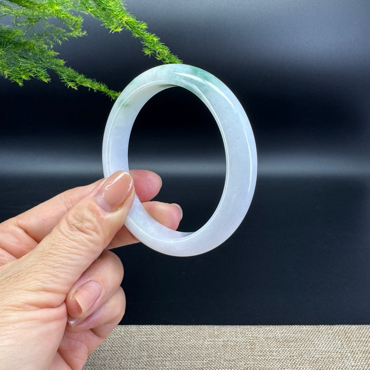 Genuine Burmese Lavender Green Jade Jadeite Bangle Bracelet ( 57.3mm )