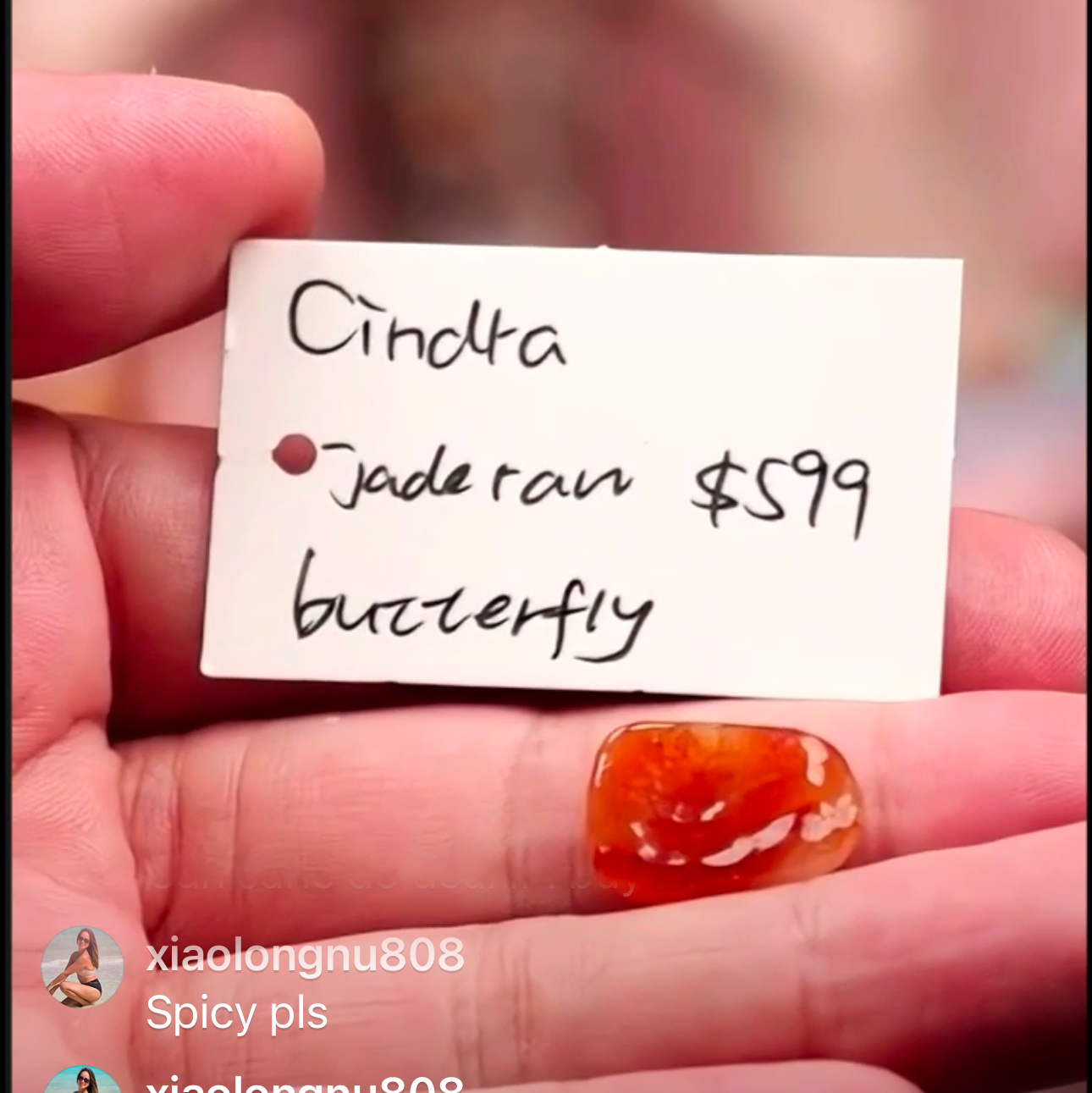 "Live" Natural Icy Red Raw Jadeite Jade butterfly (custom) (09/27/25)