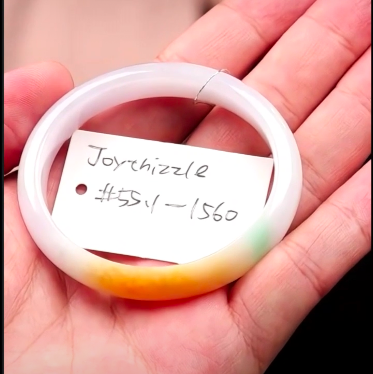 "Live" Natural Smooth Texture Fu Lu Shou Jadeite Jade Bangle Bracelet (10/04/25)