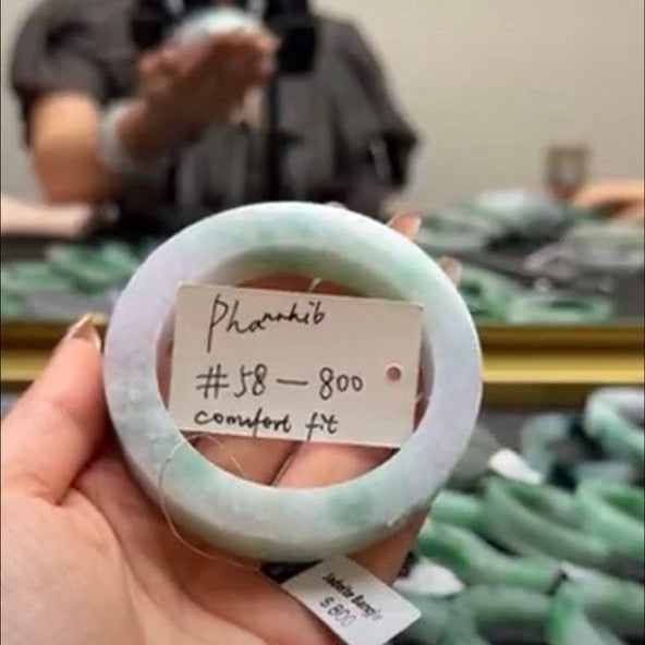 "Live" Natural Lavender Spicy Green Jadeite Jade Comfor Fit Bangle(05/30/2026)