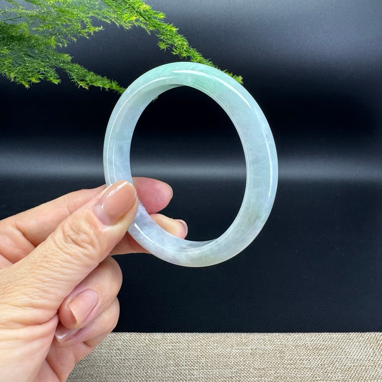Genuine Burmese Lavender Green Jade Jadeite Bangle Bracelet ( 57.3mm )