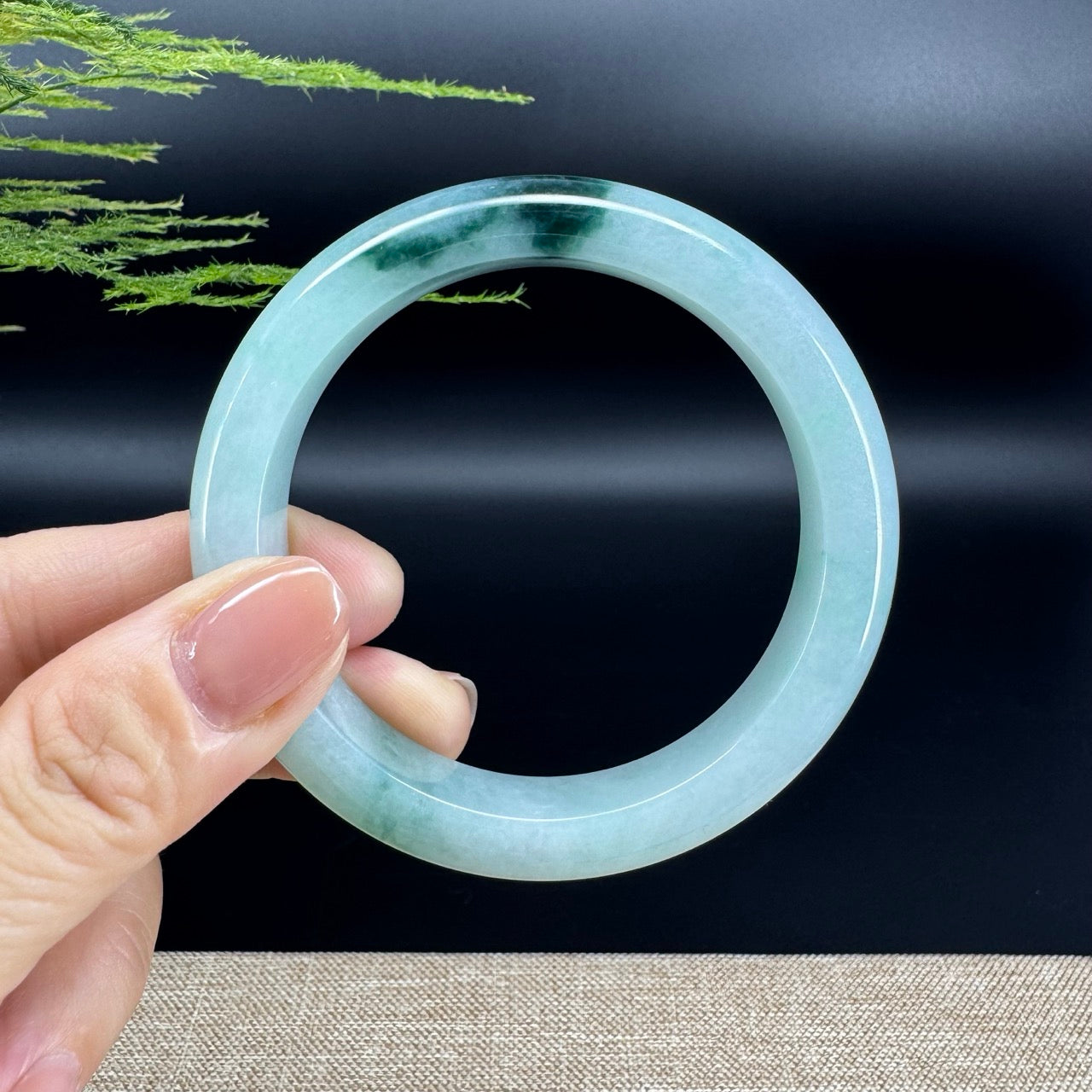 Genuine Burmese Green Jade Jadeite Bangle Bracelet ( 56.3mm )