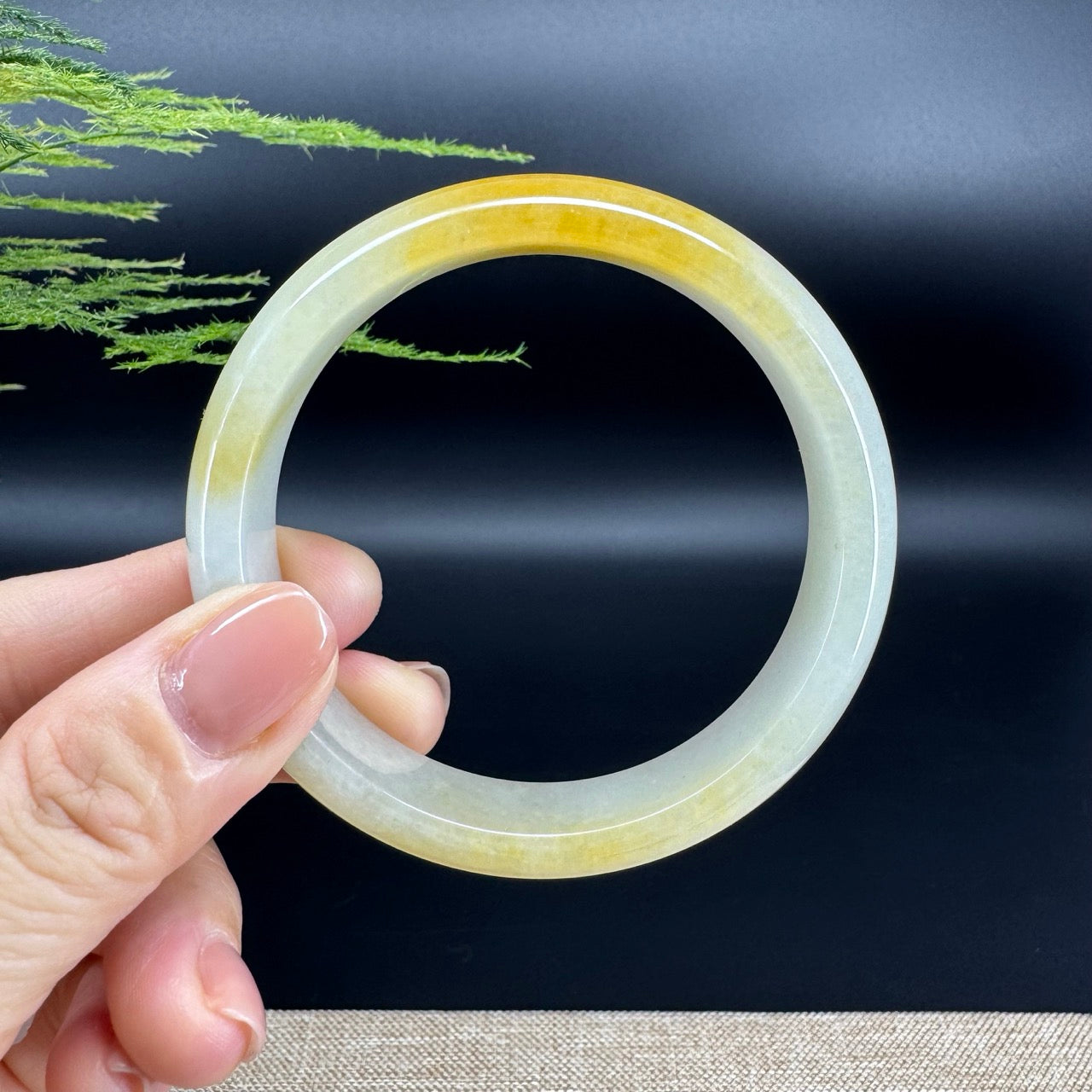 Genuine Burmese Icy Yellow Jade Jadeite Bangle Bracelet (60.2mm)