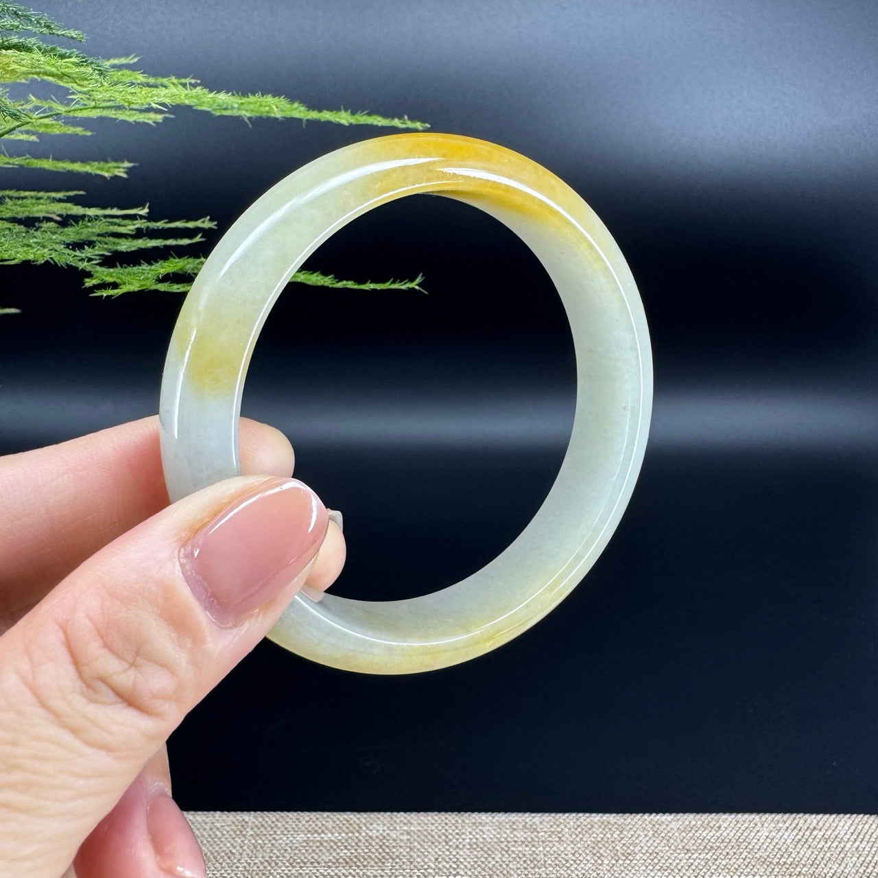 Genuine Burmese Icy Yellow Jade Jadeite Bangle Bracelet (60.2mm)