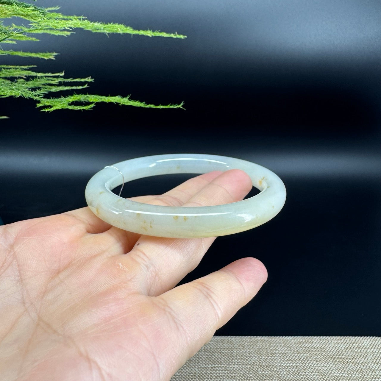 High end Burmese Icy Yellow Jade Jadeite Bangle Bracelet ( 59.2mm )