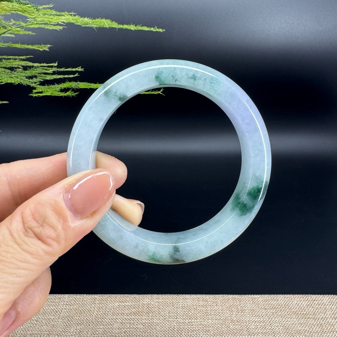 Genuine Burmese Oil Green Jade Jadeite Bangle Bracelet ( 56mm )