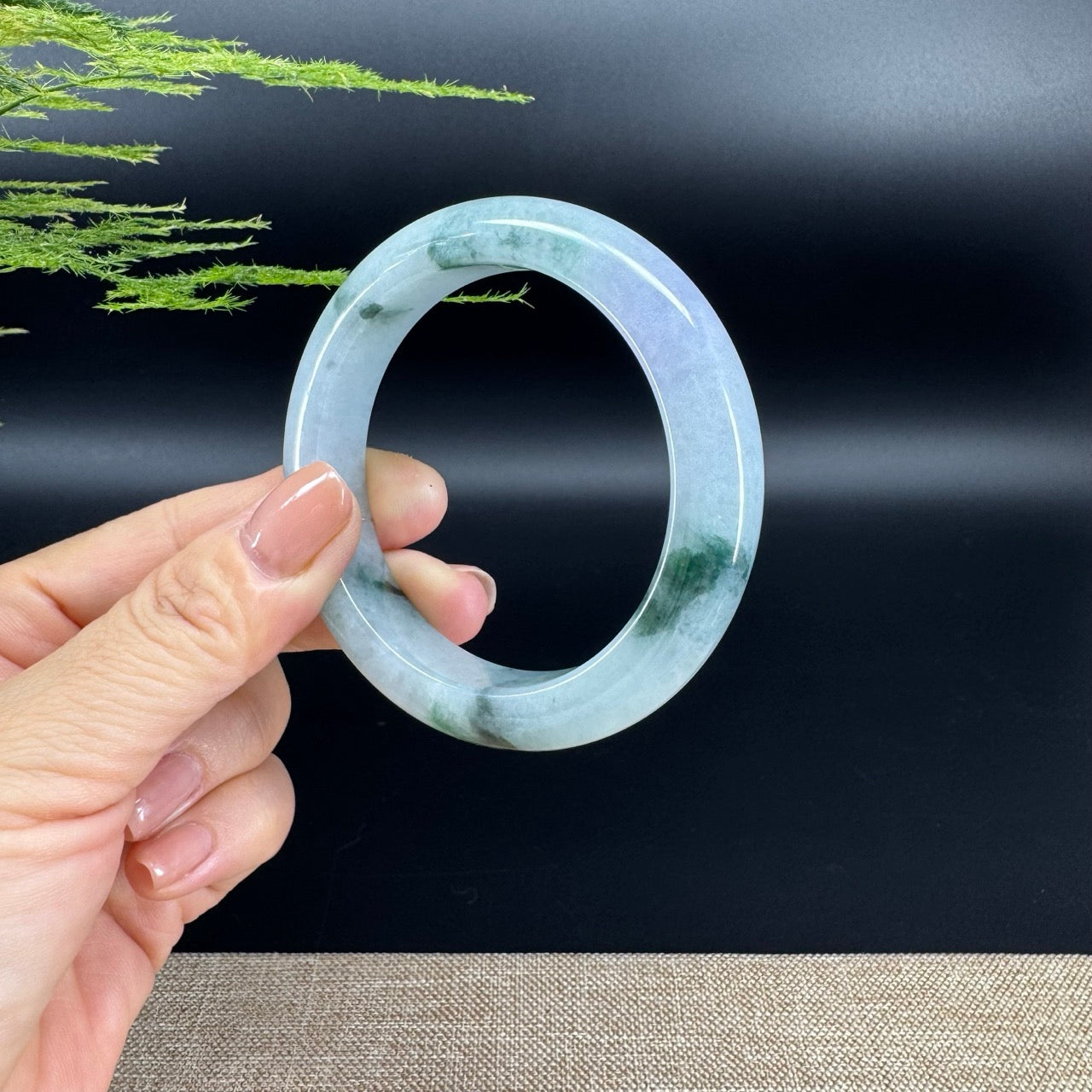 Genuine Burmese Oil Green Jade Jadeite Bangle Bracelet ( 56mm )