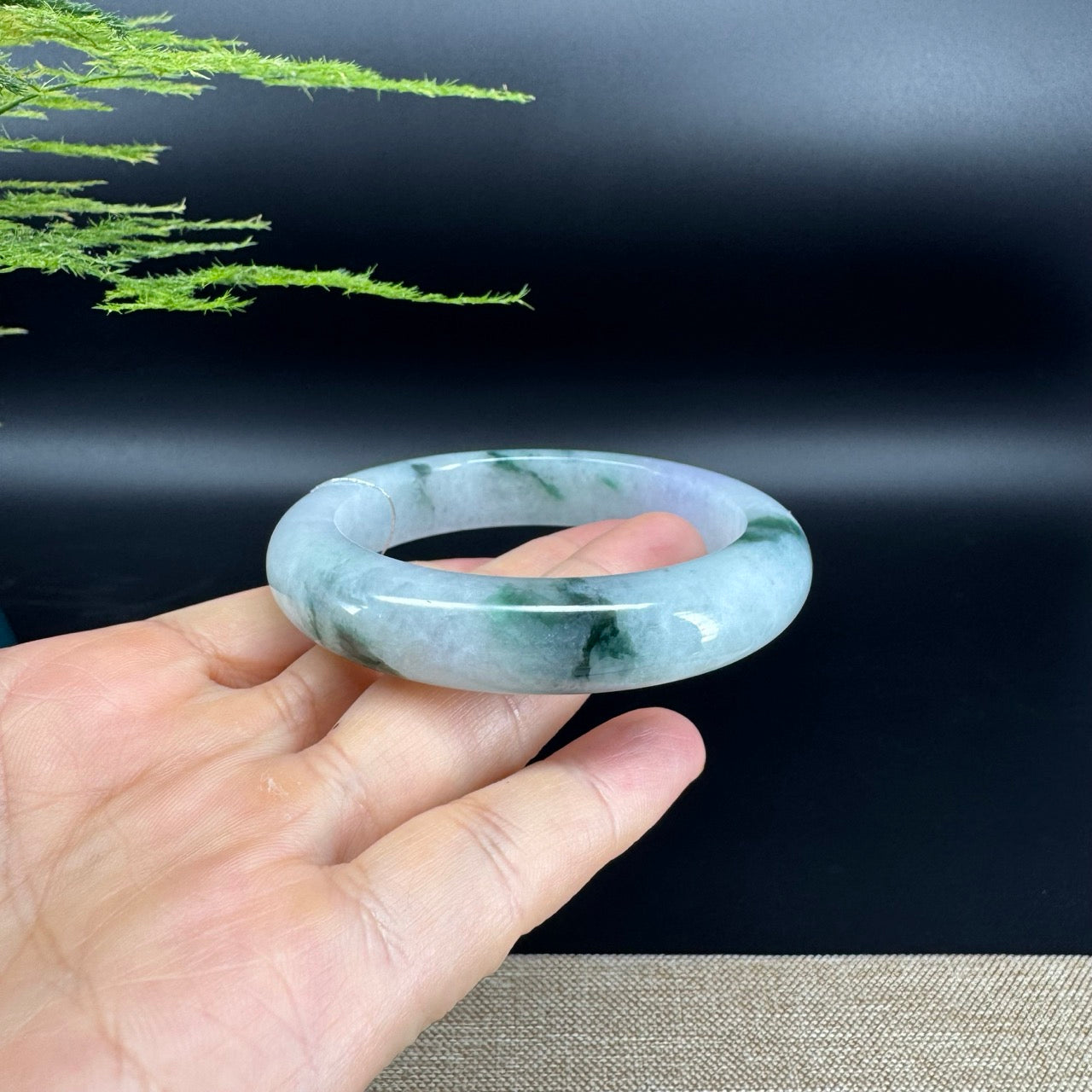 Genuine Burmese Oil Green Jade Jadeite Bangle Bracelet ( 56mm )