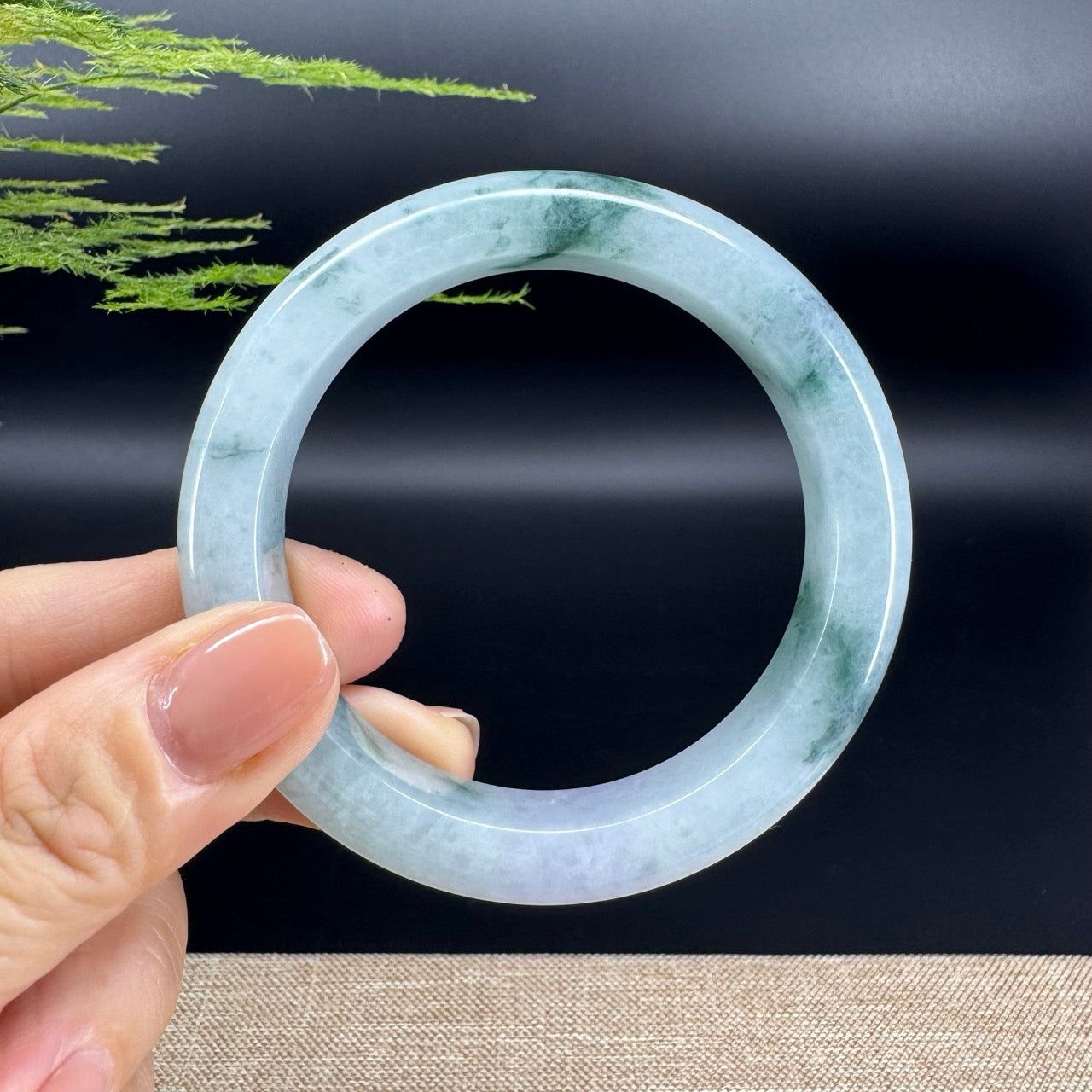 Genuine Burmese Oil Green Jade Jadeite Bangle Bracelet ( 56mm )