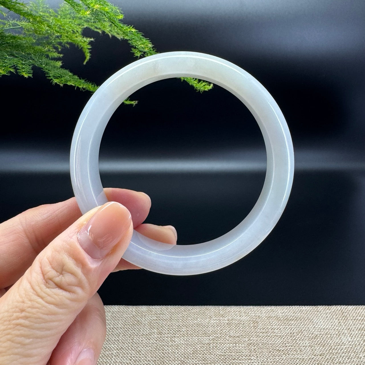Genuine Burmese Lavender Green Jade Jadeite Bangle Bracelet ( 58.5mm )