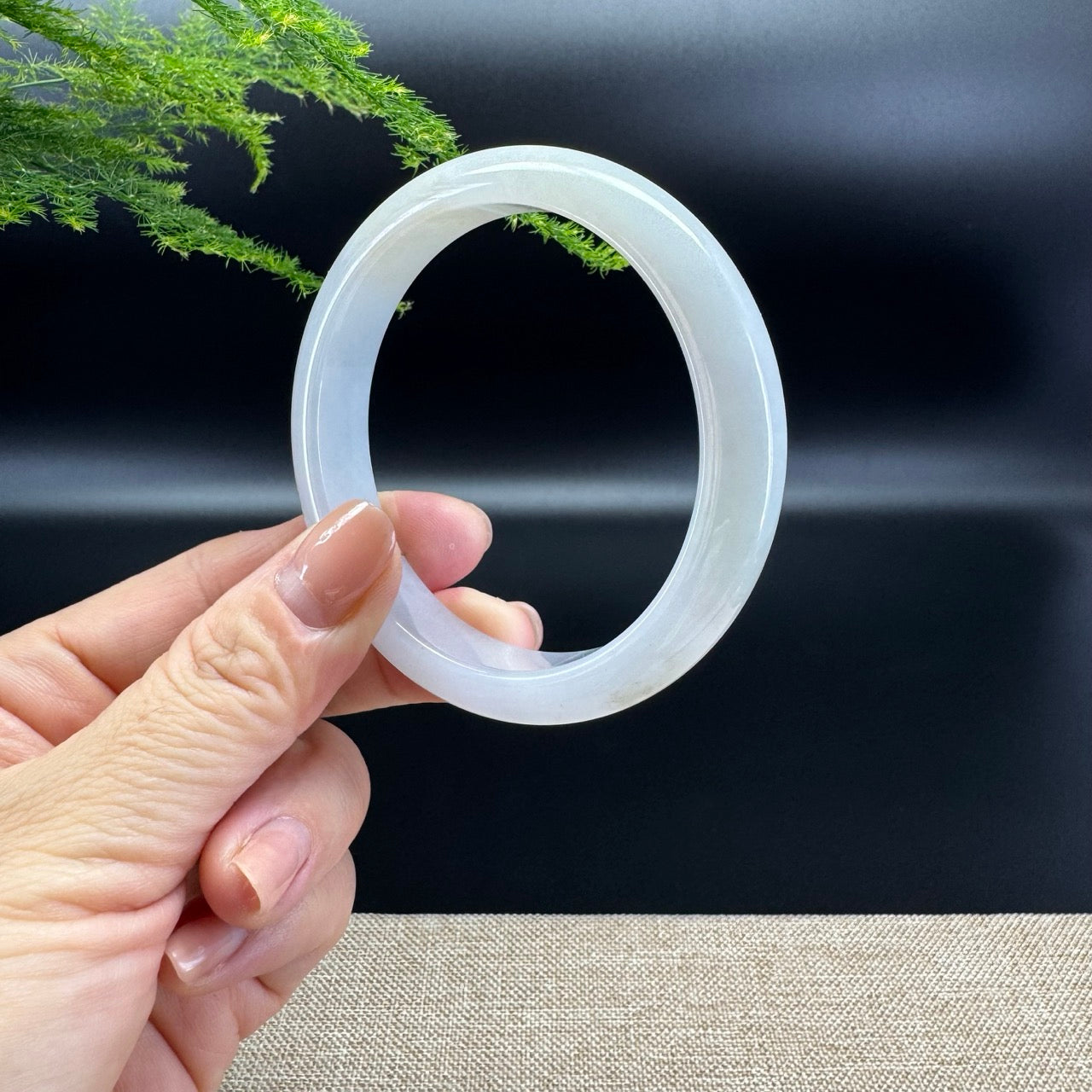 Genuine Burmese Lavender Green Jade Jadeite Bangle Bracelet ( 58.5mm )