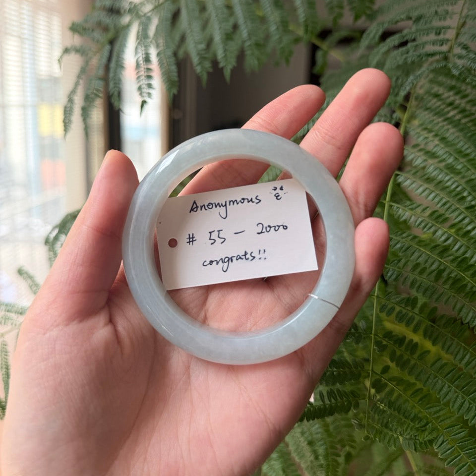 "Live" Natural  Light Green Jadeite Jade Comfor fit Bangle(05/23/2026)