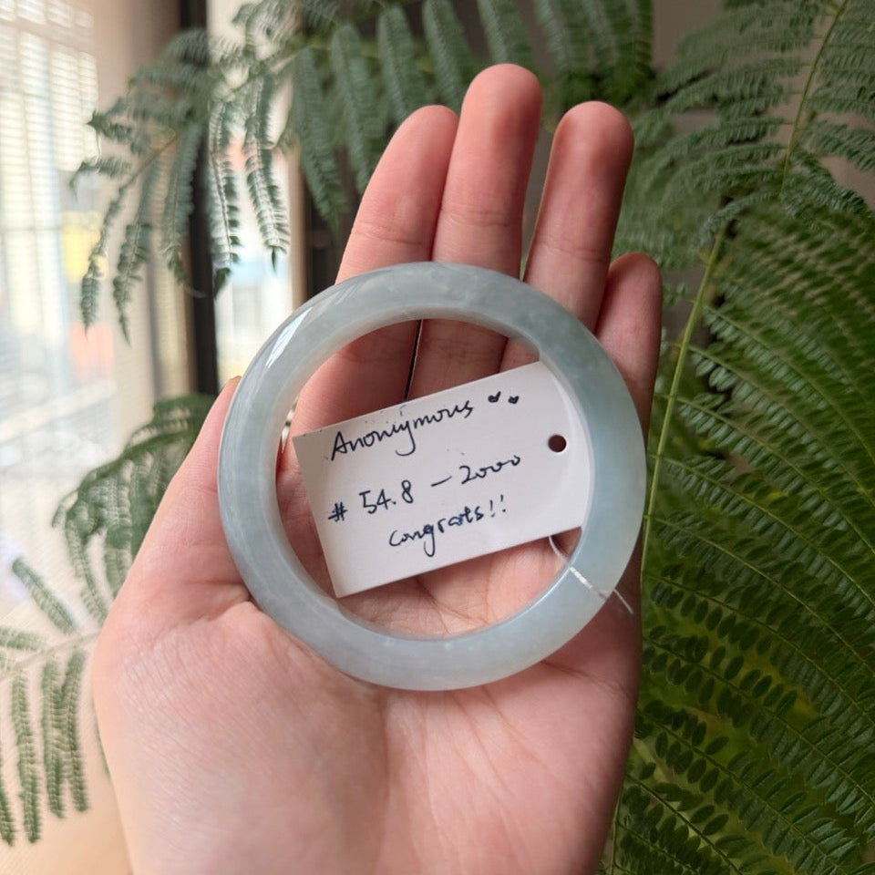 "Live" Natural  Light Green Jadeite Jade Comfor fit Bangle(05/23/2026)