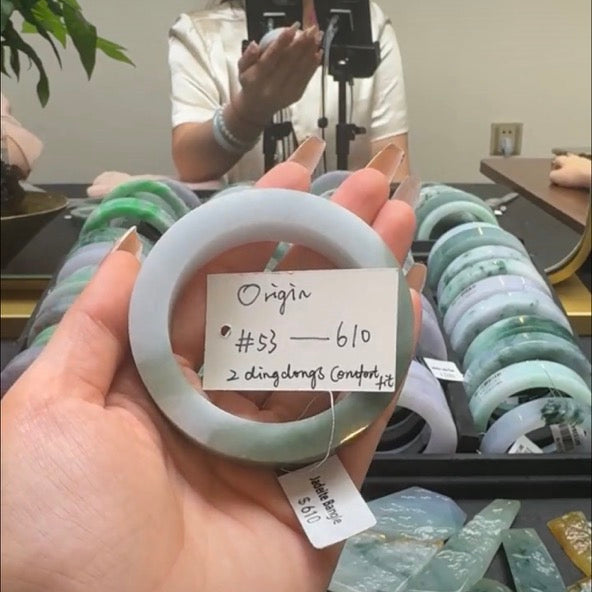 "Live" Natural Lavender Matcha Green Jadeite Jade Bangle(05/16/26)