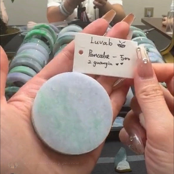 "Live" Natural Lavender Green Jadeite Jade Pencake(05/16/26)
