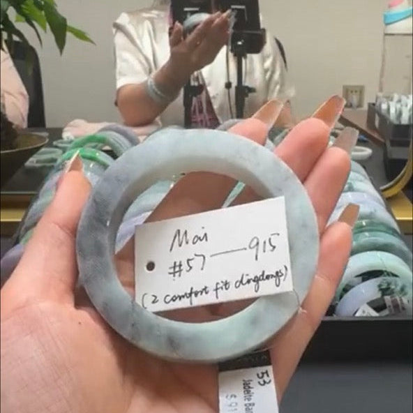 "Live" Natural  Matcha Chocolate Jadeite Jade Bangle(05/16/26)