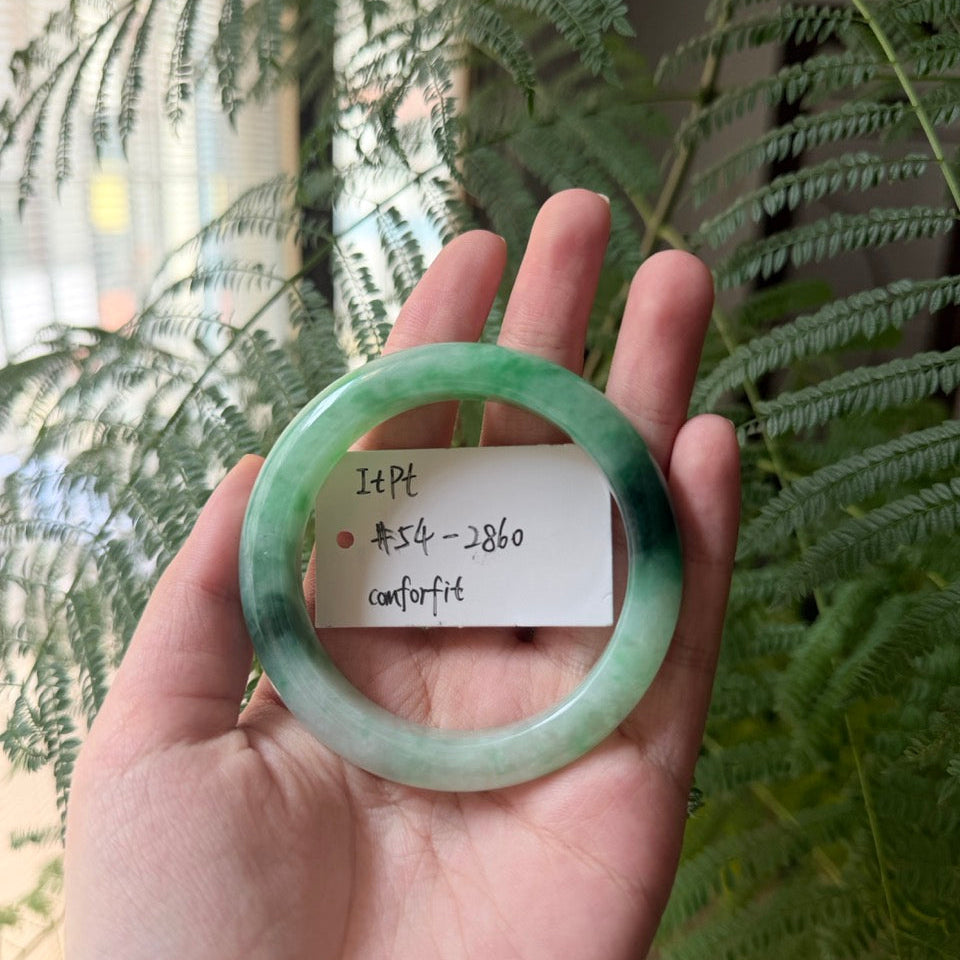 "Live" Natural Forest Green Jadeite Jade Comfor Fit Bangle(05/31/2026)