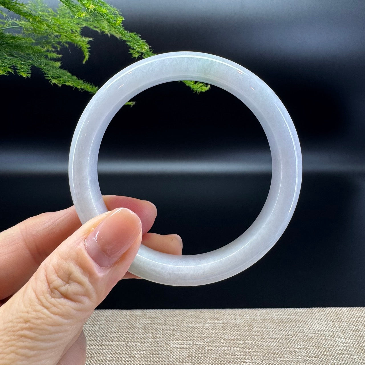 Genuine Burmese Lavender Green Jade Jadeite Bangle Bracelet ( 58.6mm )