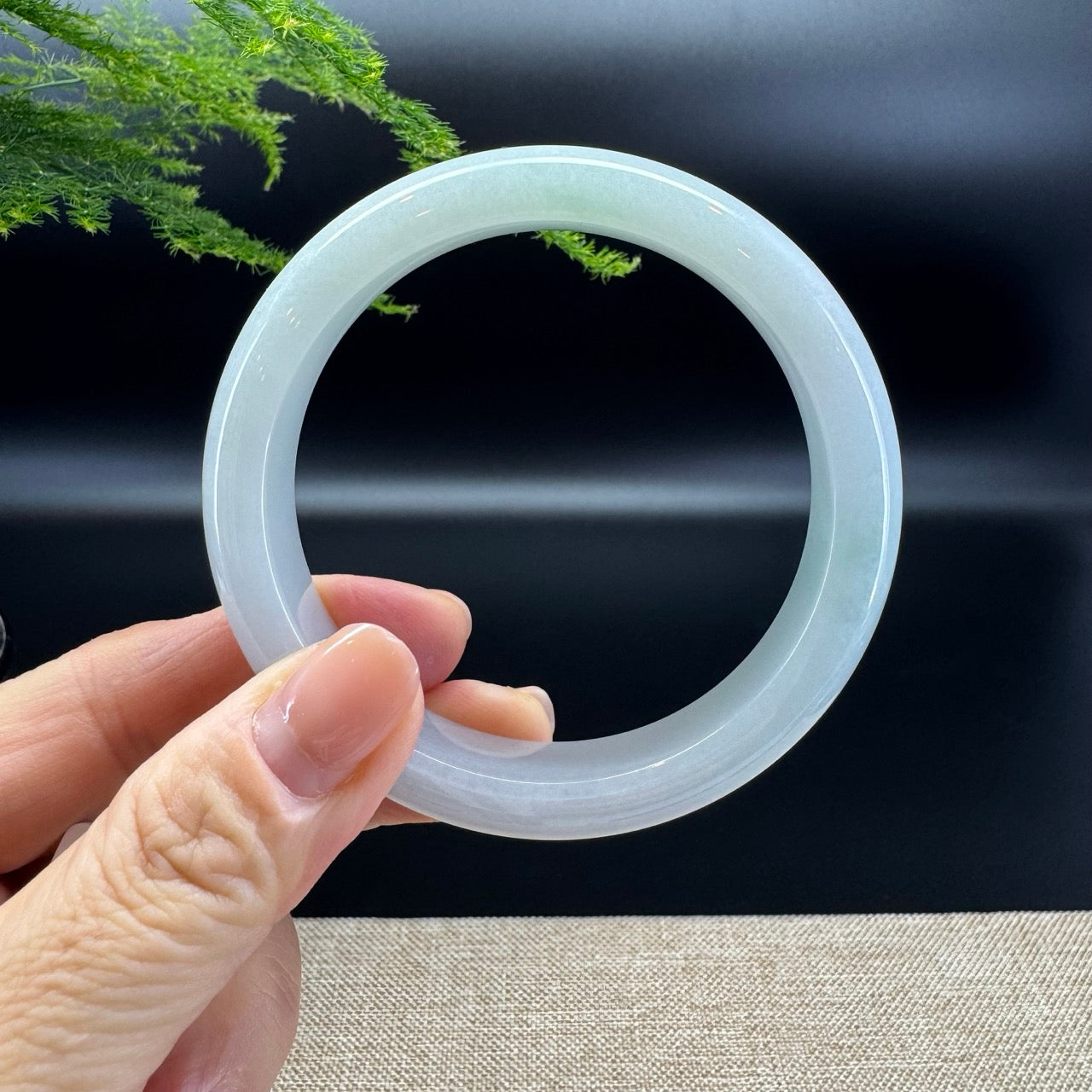 Genuine Burmese Lavender Green Jade Jadeite Bangle Bracelet ( 58.1mm )