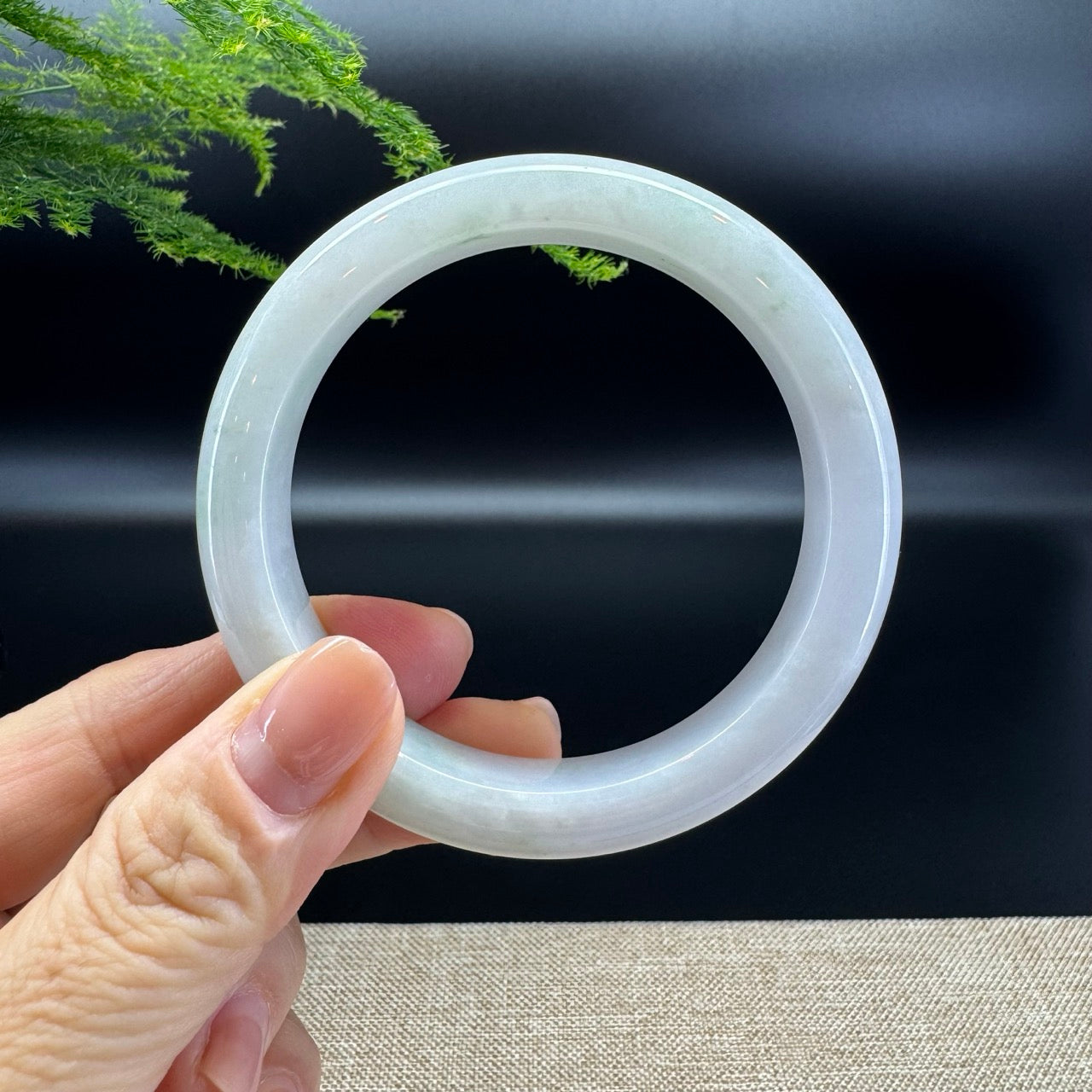High end Genuine Burmese Lavender Green Jade Jadeite Bangle Bracelet ( 58.9mm )