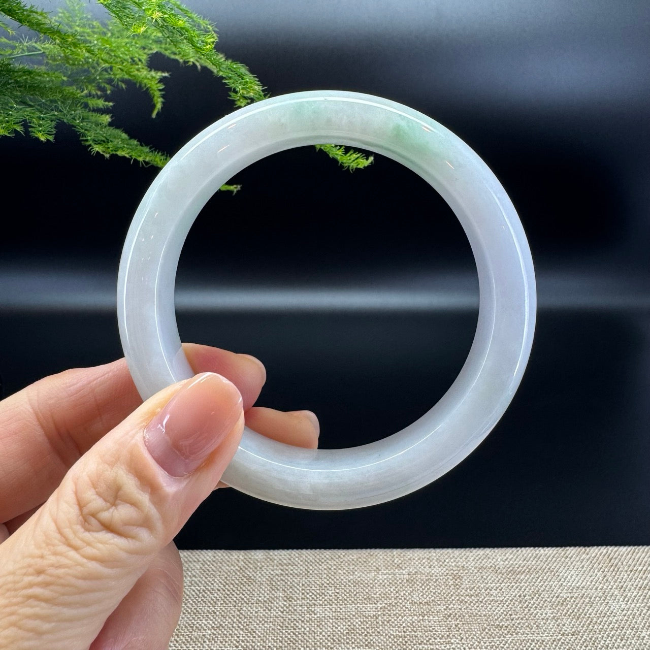 High end Genuine Burmese Lavender Green Jade Jadeite Bangle Bracelet ( 58.9mm )