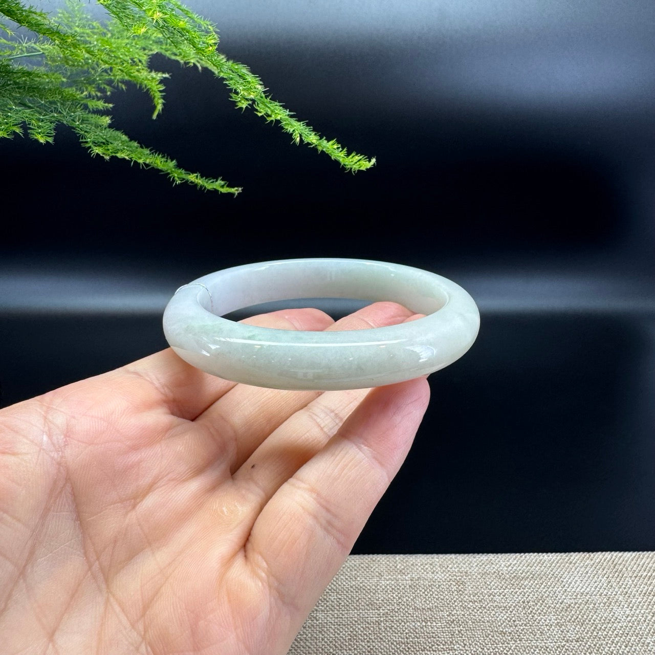 Genuine Burmese Lavender Green Jade Jadeite Bangle Bracelet ( 58.7mm )