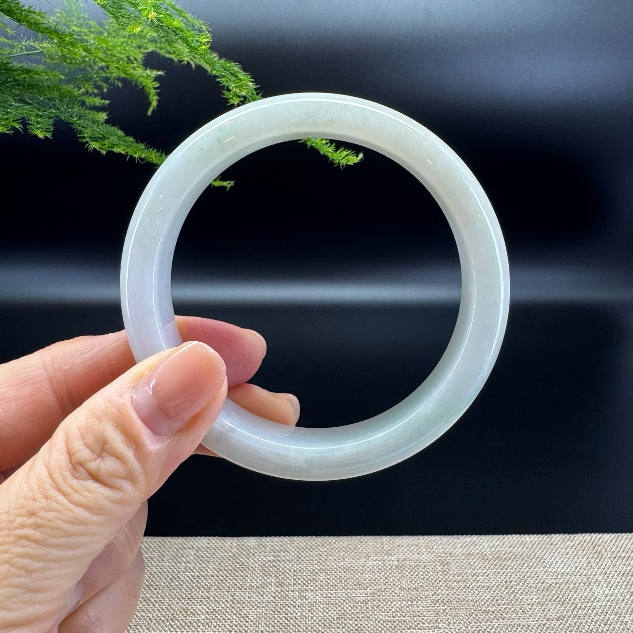 Genuine Burmese Lavender Green Jade Jadeite Bangle Bracelet ( 58.7mm )