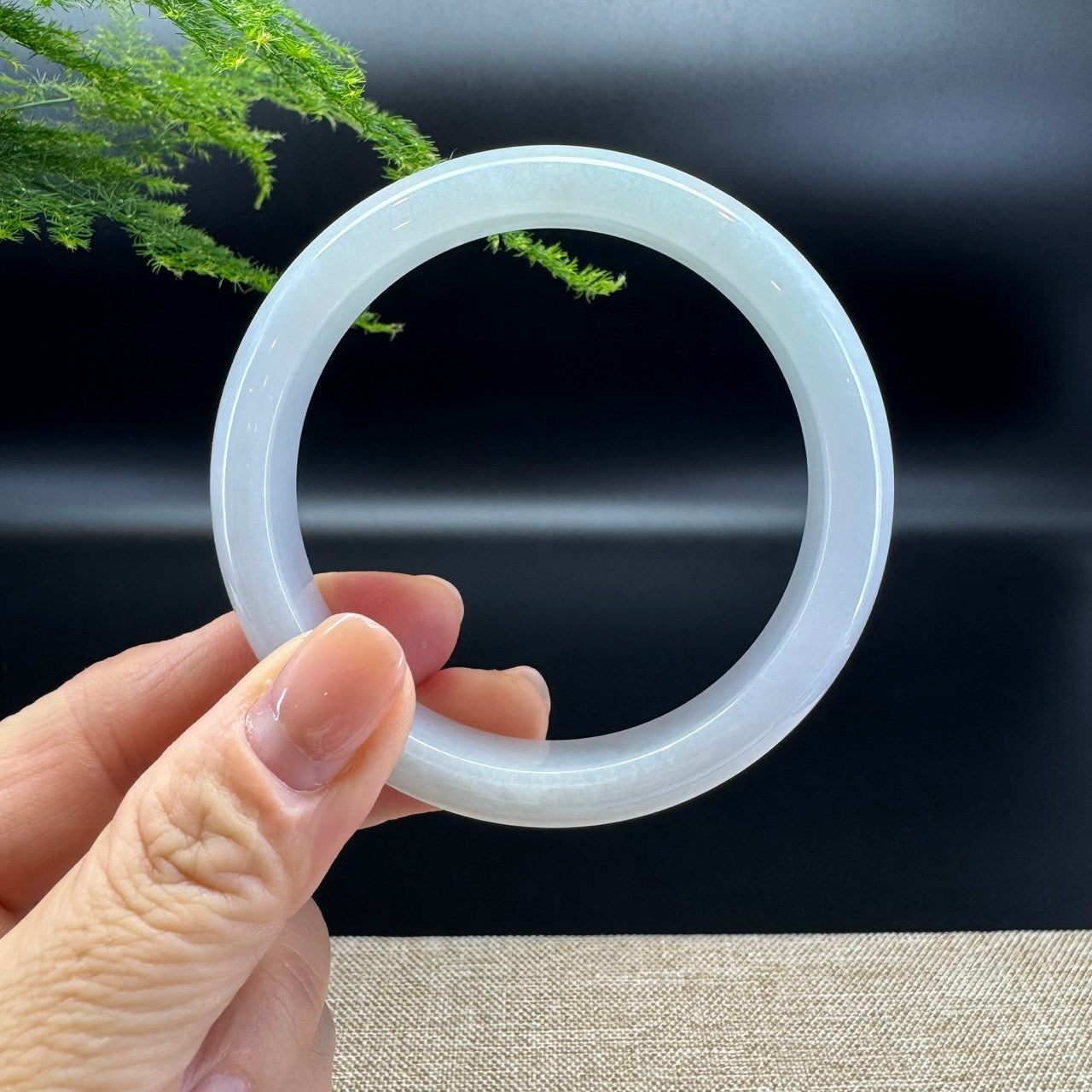 Genuine Burmese Lavender Green Jade Jadeite Bangle Bracelet ( 58.1mm )