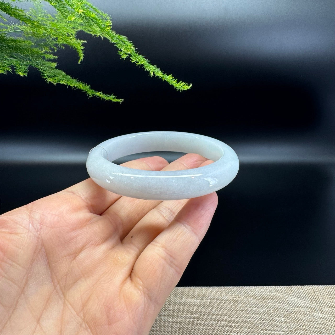 Genuine Burmese Lavender Green Jade Jadeite Bangle Bracelet ( 58.1mm )
