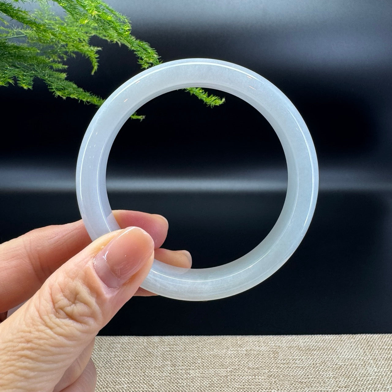 Genuine Burmese Lavender Green Jade Jadeite Bangle Bracelet ( 58.1mm )