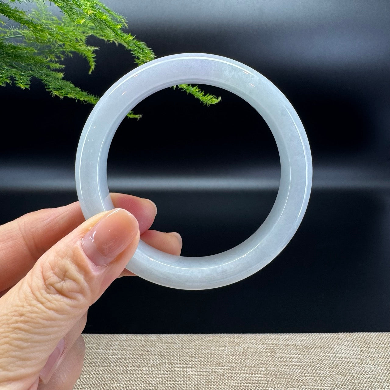 Genuine Burmese Lavender Green Jade Jadeite Bangle Bracelet ( 58.6mm )