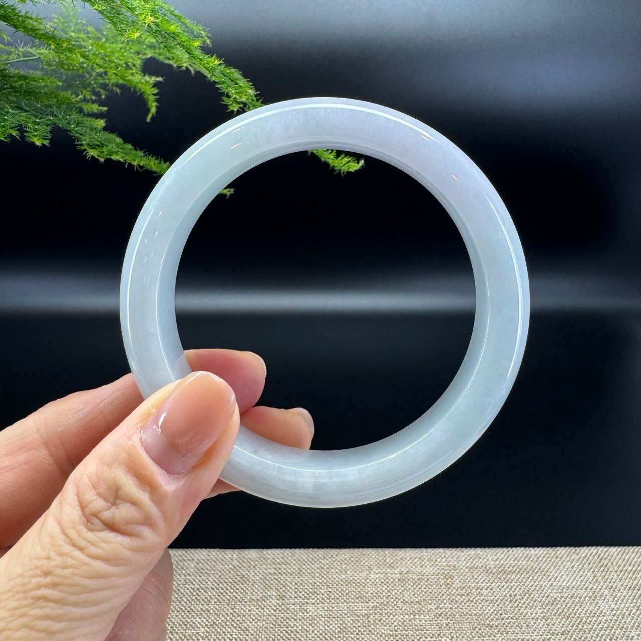 Genuine Burmese Lavender Green Jade Jadeite Bangle Bracelet ( 58.6mm )