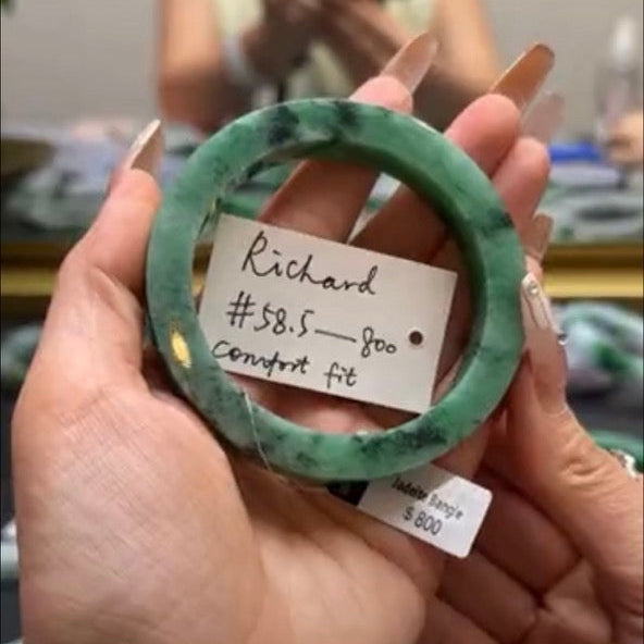 "Live" Natural Forest Green Jadeite Jade Comfort Fit Bangle(Final)(06/13/2026)