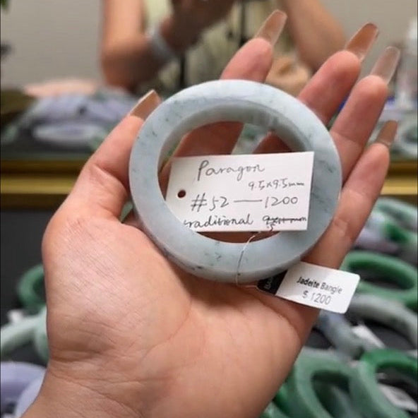 "Live" Natural Blue Flower Jadeite Jade Bangle(06/13/26)