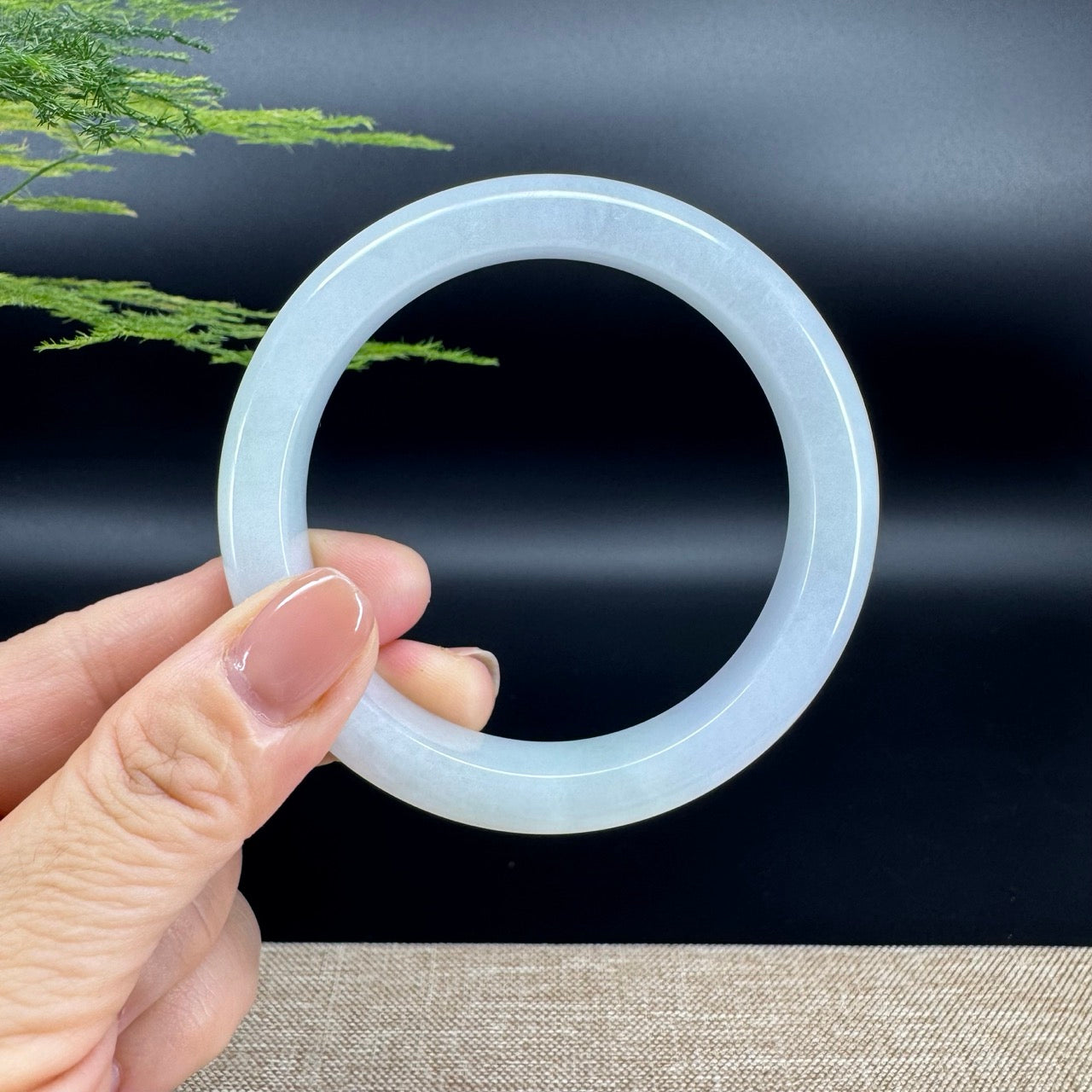 Genuine Burmese Light Lavender Green Jade Jadeite Bangle Bracelet ( 60.7mm )