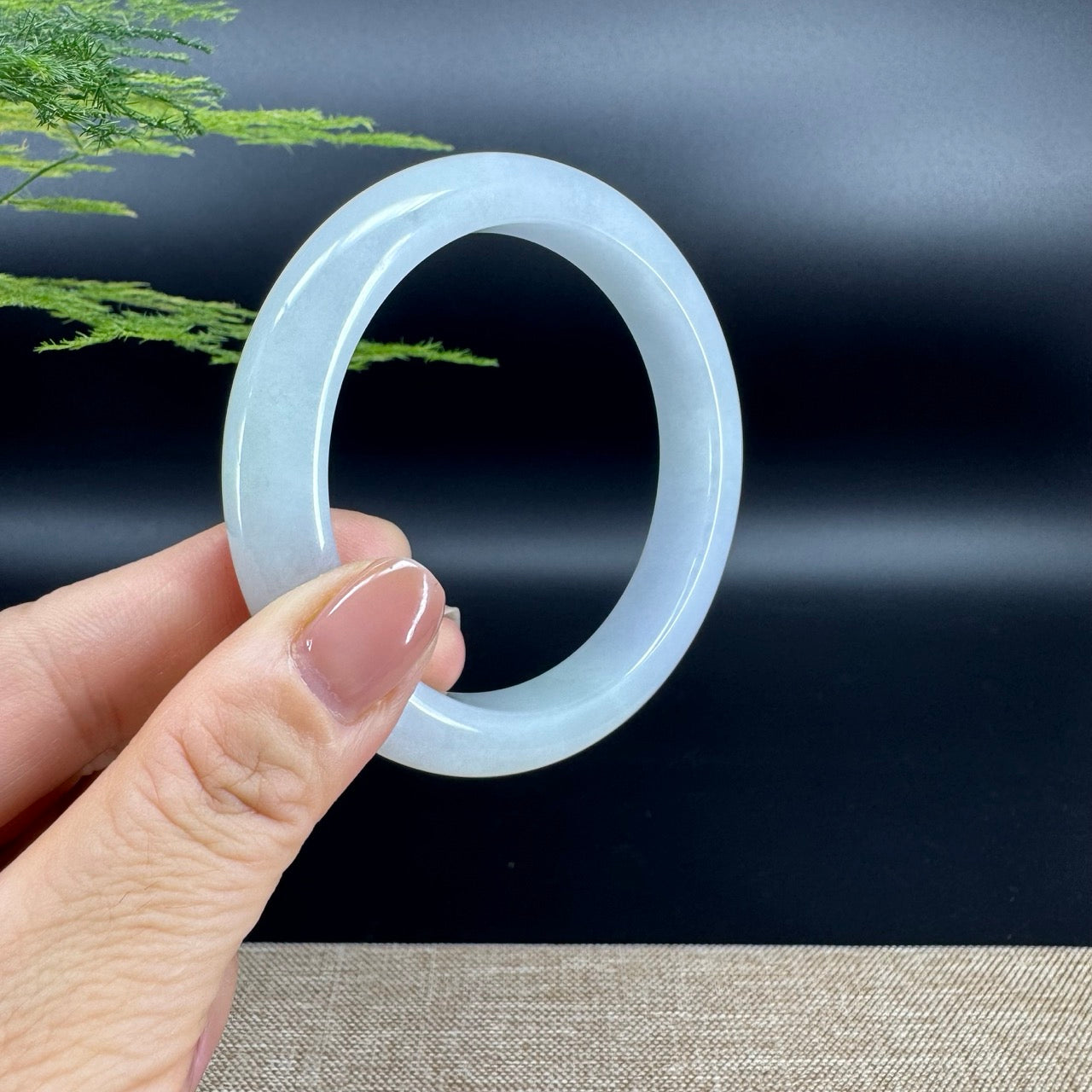 Genuine Burmese Light Lavender Green Jade Jadeite Bangle Bracelet ( 60.7mm )
