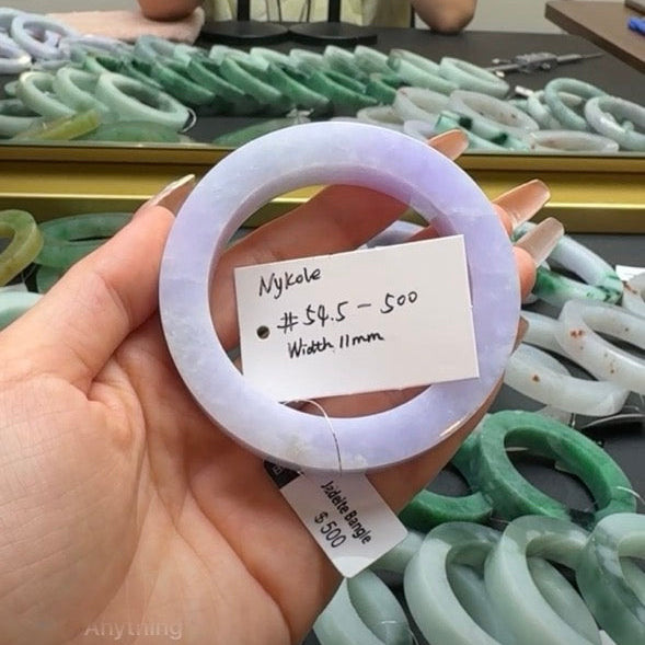 "Live" Natural Lavender Jadeite Jade Comfort Fit Bangle(Final)(06/13/2026)