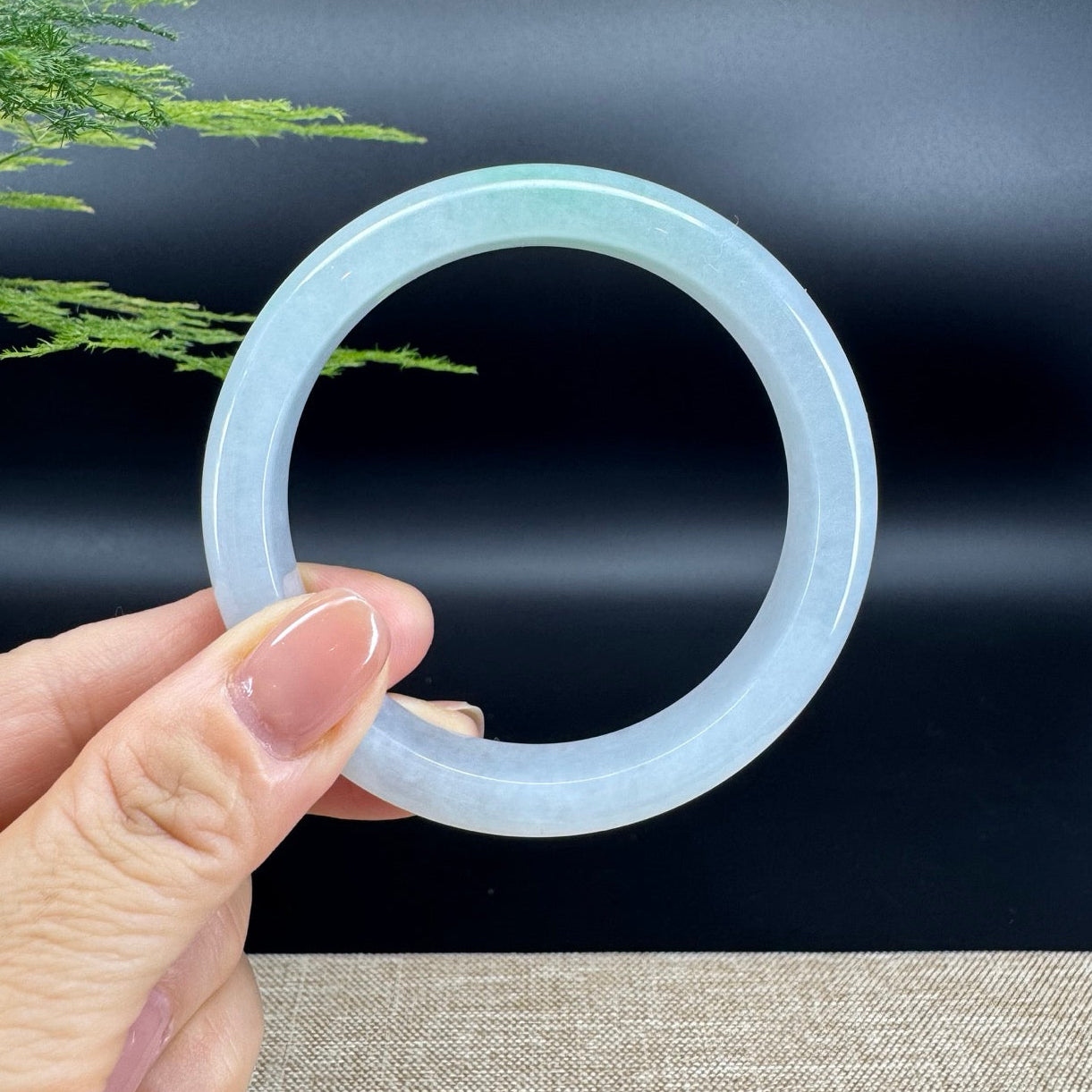 Genuine Burmese Icy Green Jade Jadeite Bangle Bracelet (58.4mm)