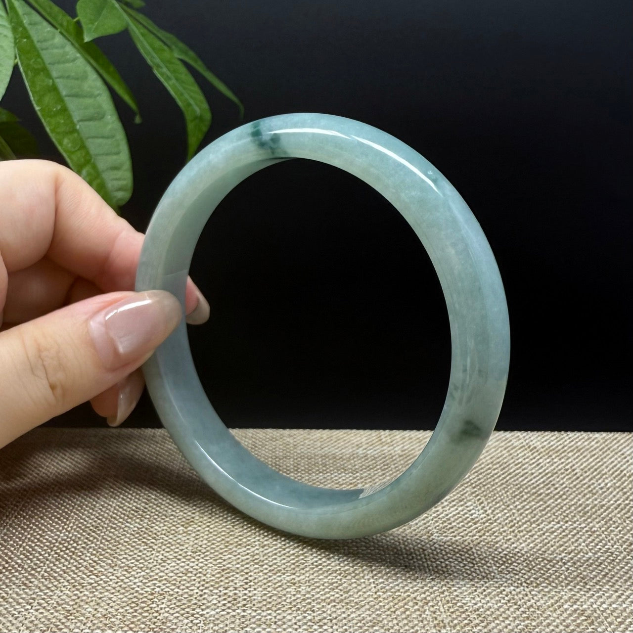 Genuine Burmese Oil Green Jade Jadeite Bangle Bracelet ( 66.7mm )