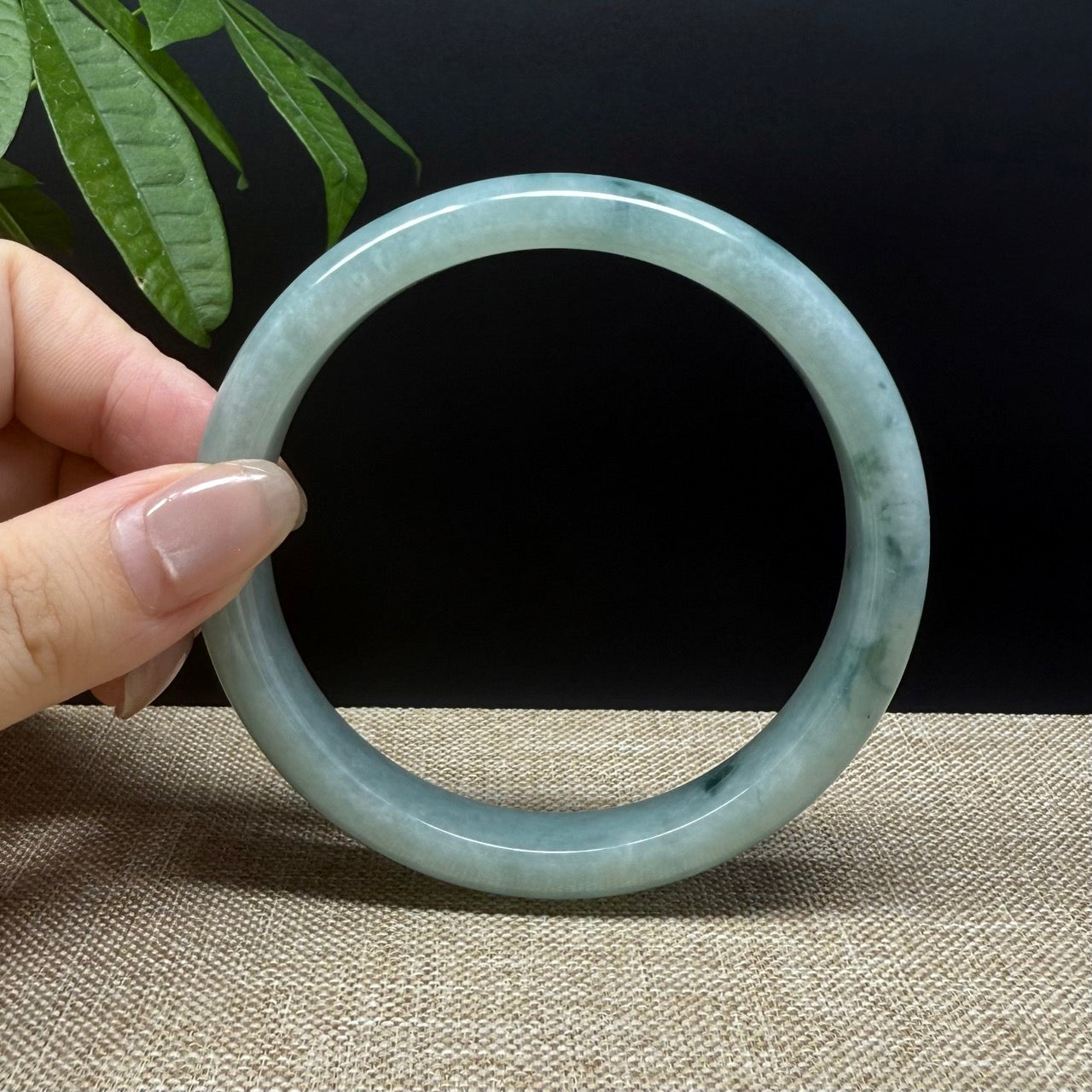 Genuine Burmese Oil Green Jade Jadeite Bangle Bracelet ( 66.7mm )