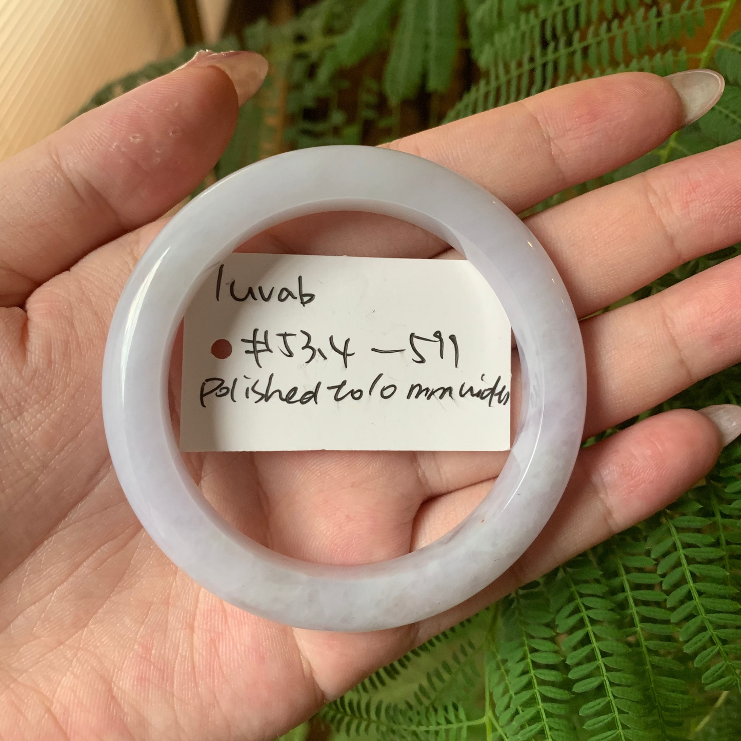"Live" Natural Light Lavender Jadeite Jade Bangle (09/22/25)