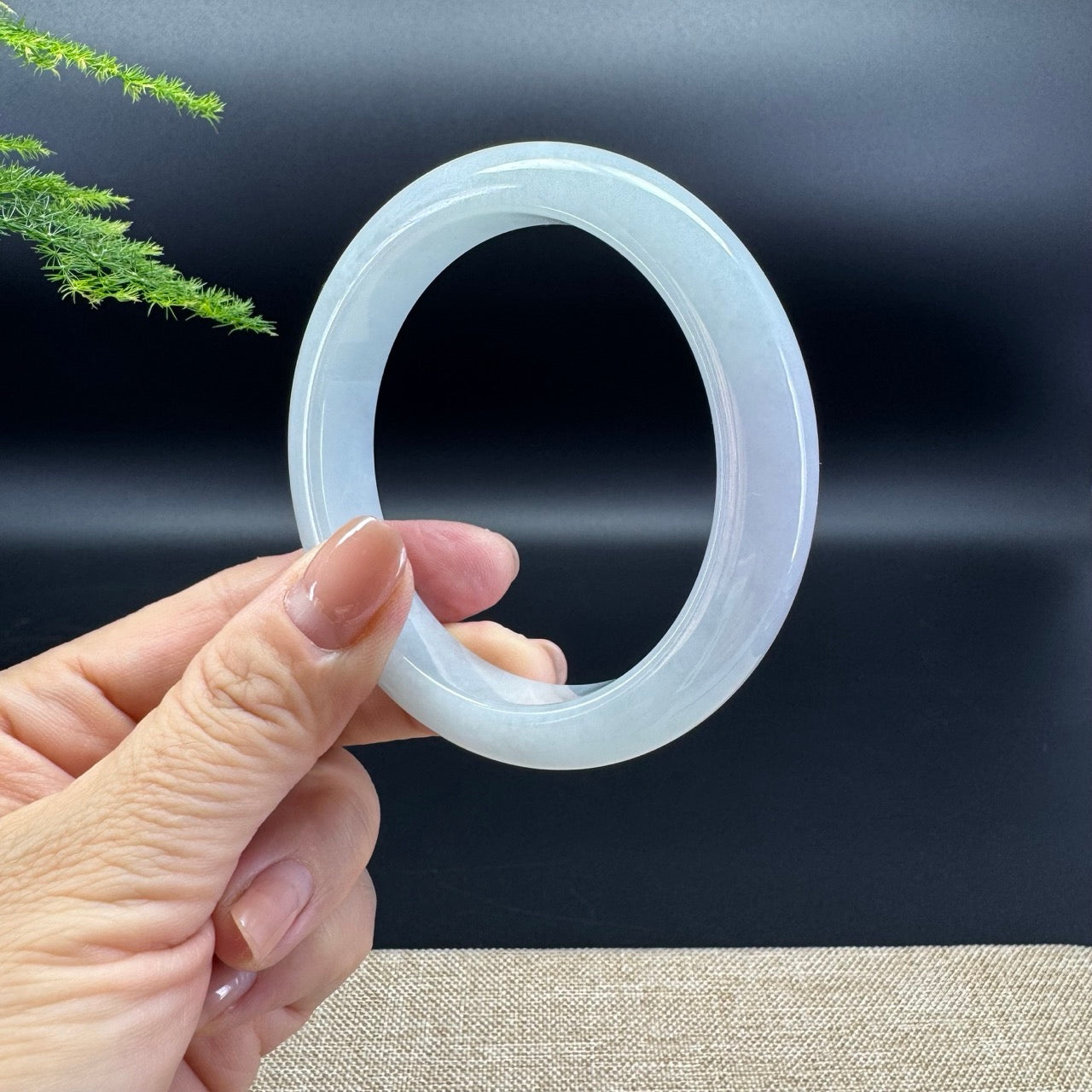 Genuine Burmese Lavender Green Jade Jadeite Bangle Bracelet ( 59.3mm )